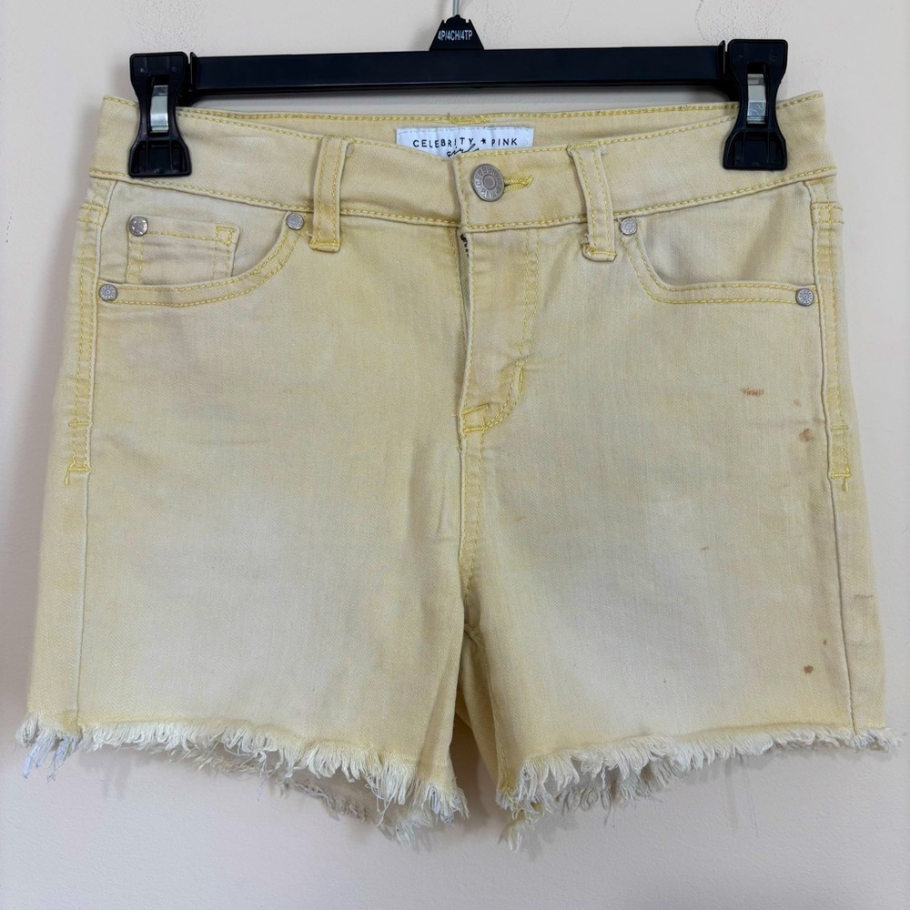 Celebrity Pink Girls light yellow raw hem jean short